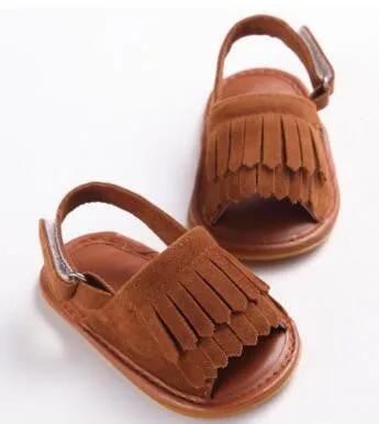 2017 New designs floral Hot sale Double Tassel Pu leather Baby moccasins  child Summer girls sandals Sneakers Infant shoes