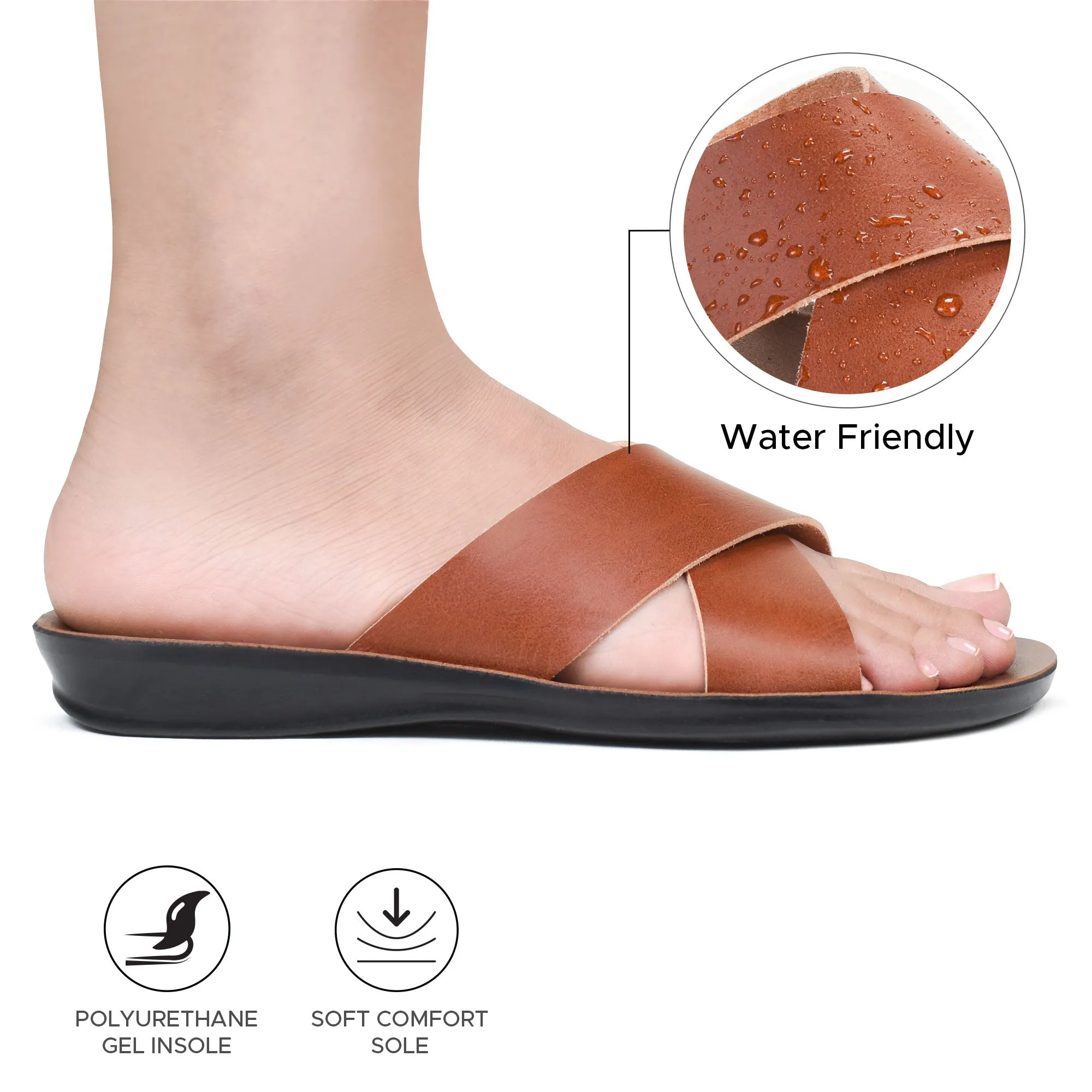 Aerosoft - Crocus LS4864 Double Straps Lightweight Outdoor Summer Casual Comfortable Womens Sandals