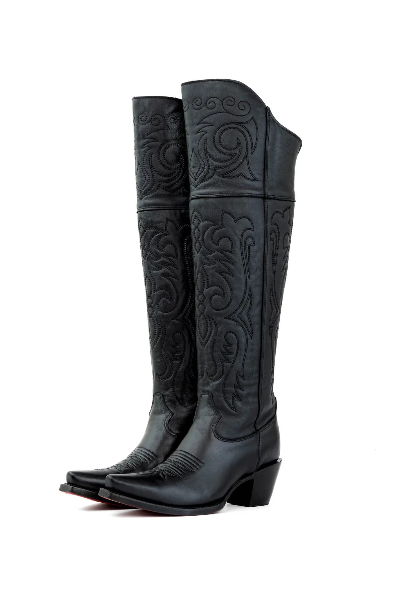 Amour Knee High Red Bottom Snip Toe Cowgirl Boot