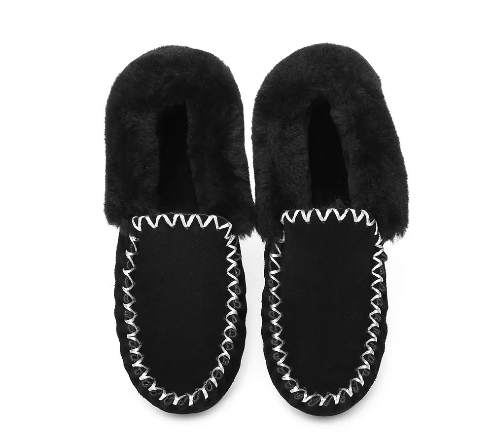 AUSTRALIAN SHEPHERD® UGG Slippers Men Sheepskin Wool Ankle Popo Moccasins Big Size