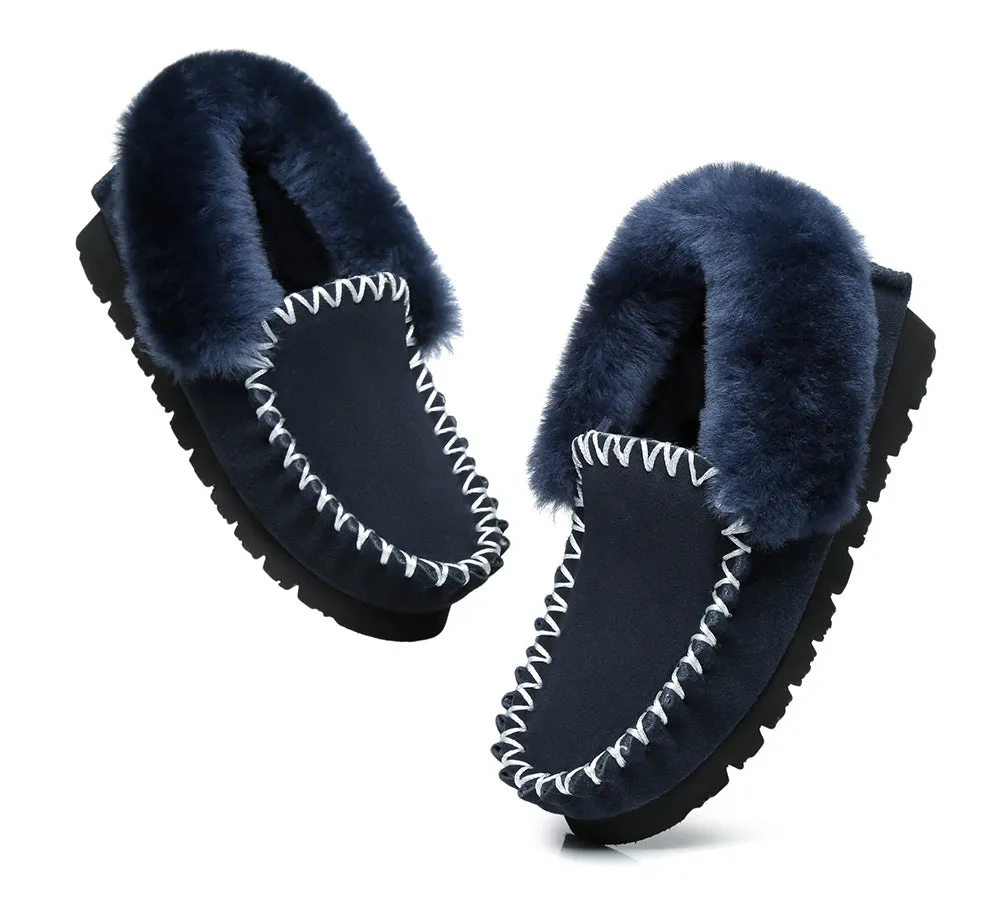 AUSTRALIAN SHEPHERD® UGG Slippers Men Sheepskin Wool Ankle Popo Moccasins Big Size