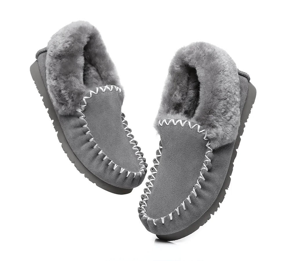 AUSTRALIAN SHEPHERD® UGG Slippers Men Sheepskin Wool Ankle Popo Moccasins Big Size