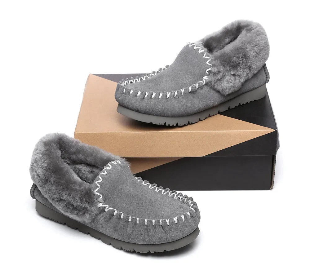 AUSTRALIAN SHEPHERD® UGG Slippers Men Sheepskin Wool Ankle Popo Moccasins Big Size