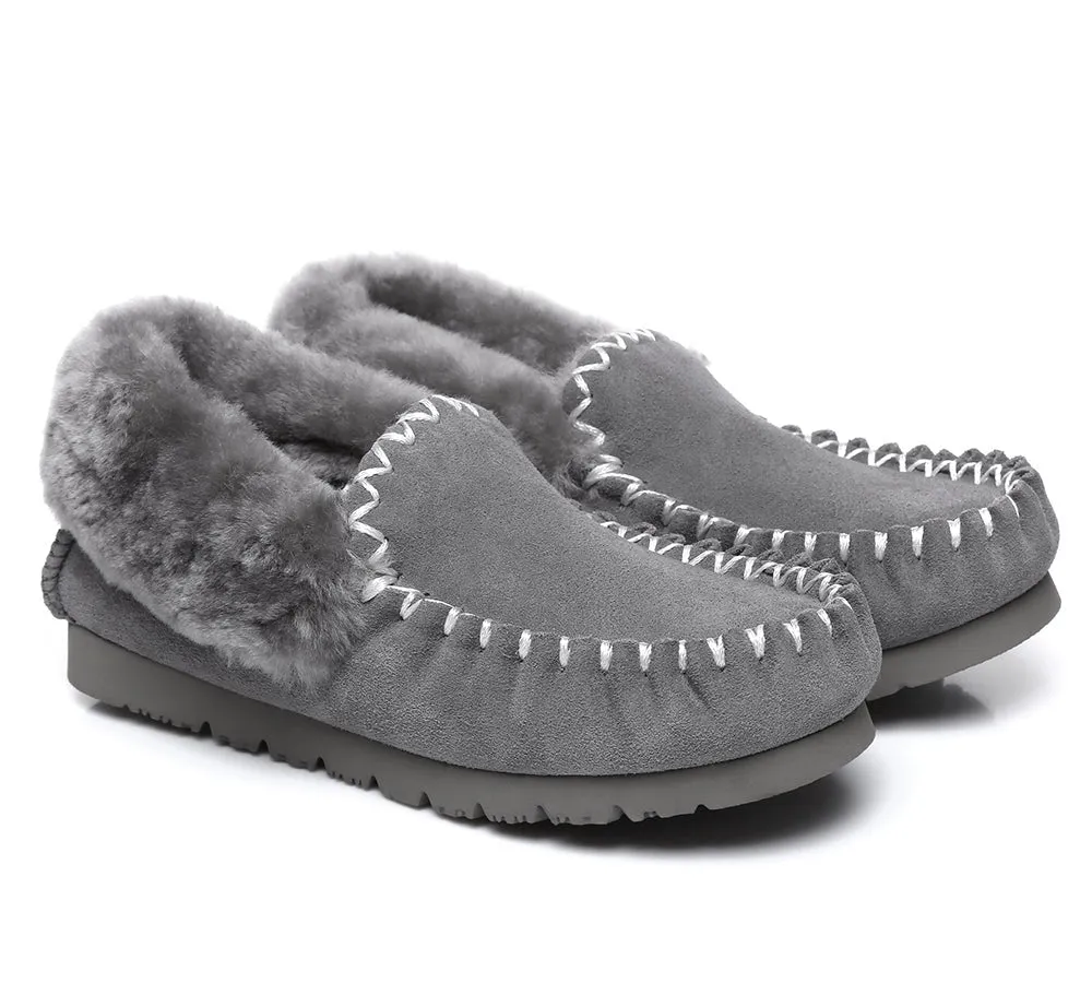 AUSTRALIAN SHEPHERD® UGG Slippers Men Sheepskin Wool Ankle Popo Moccasins Big Size