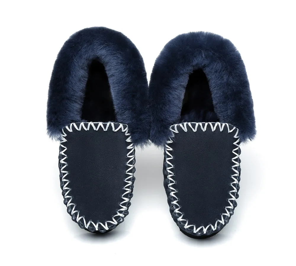 AUSTRALIAN SHEPHERD® UGG Slippers Men Sheepskin Wool Ankle Popo Moccasins Big Size