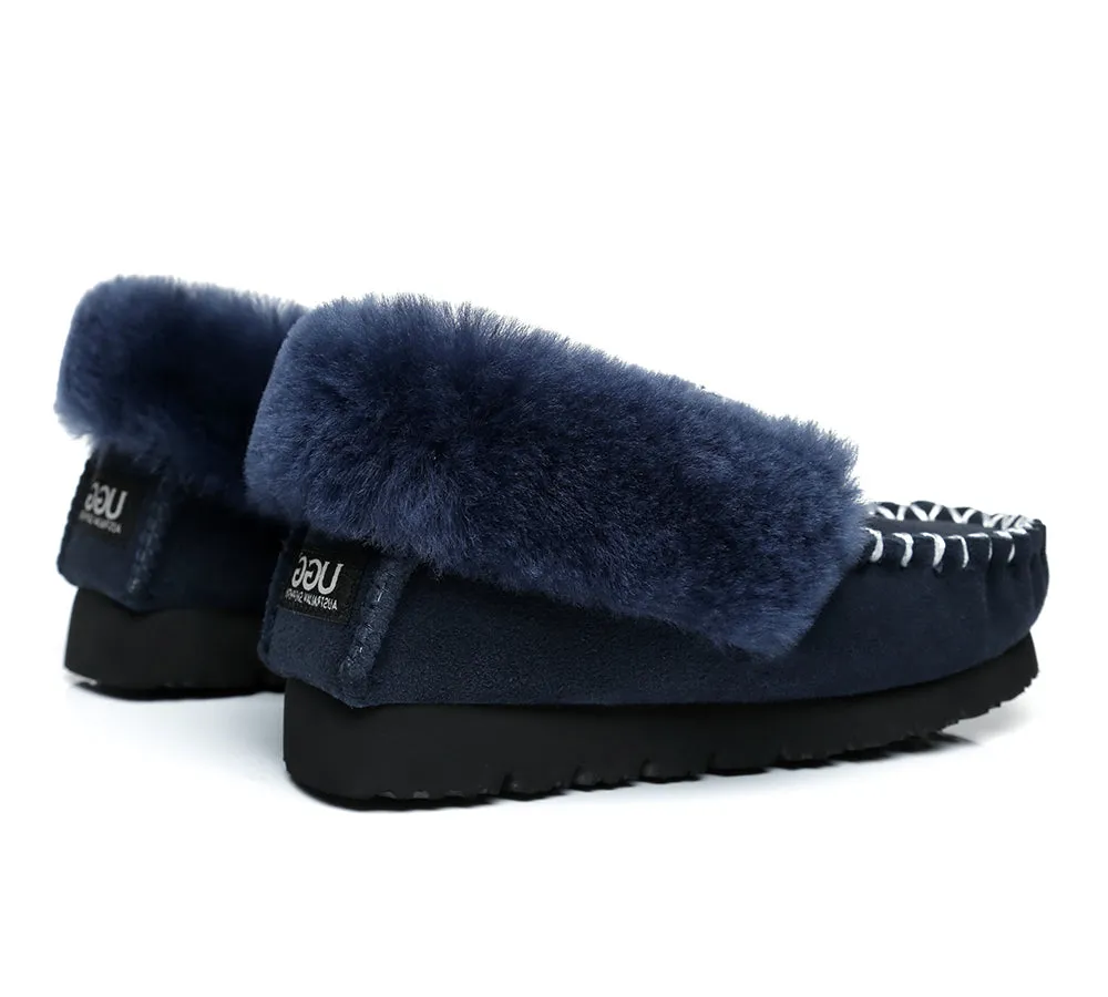 AUSTRALIAN SHEPHERD® UGG Slippers Men Sheepskin Wool Ankle Popo Moccasins Big Size