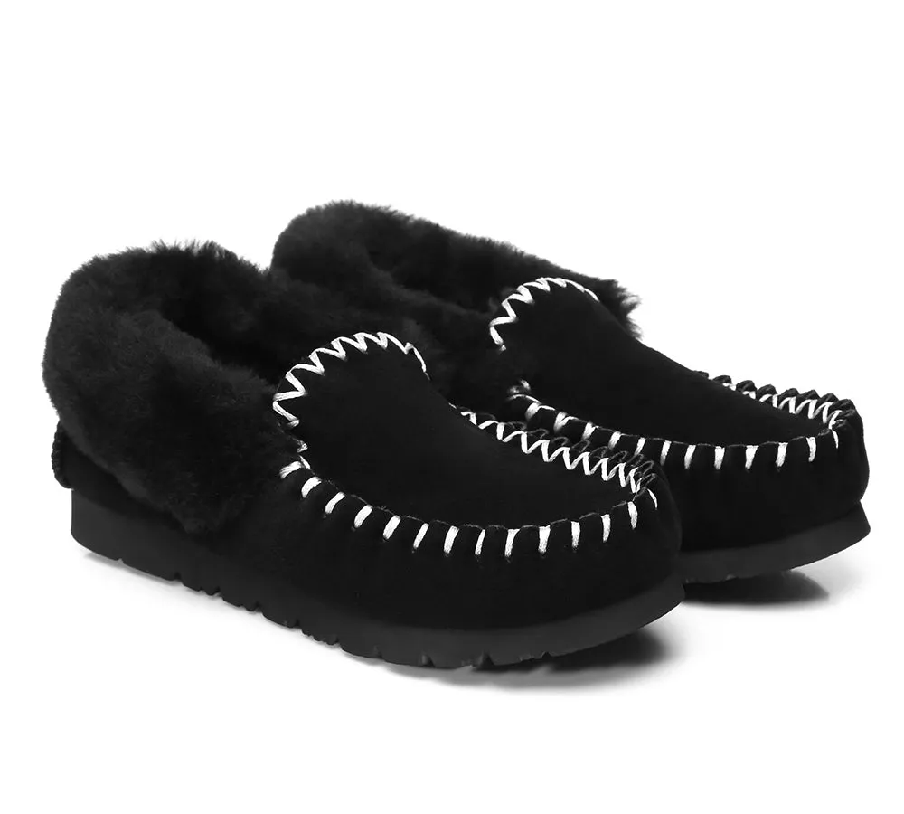 AUSTRALIAN SHEPHERD® UGG Slippers Men Sheepskin Wool Ankle Popo Moccasins Big Size