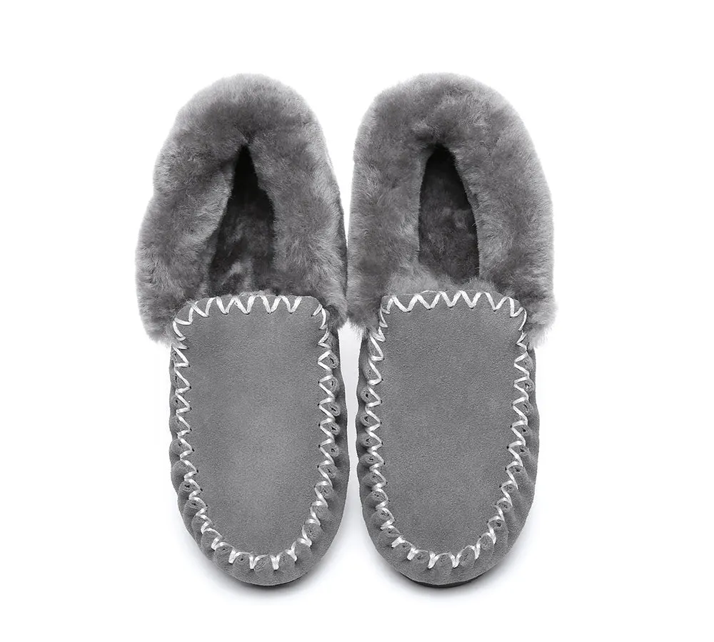 AUSTRALIAN SHEPHERD® UGG Slippers Men Sheepskin Wool Ankle Popo Moccasins Big Size