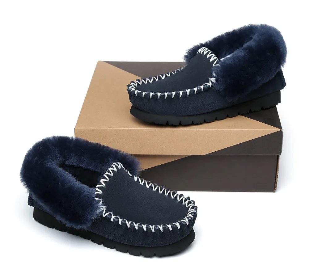 AUSTRALIAN SHEPHERD® UGG Slippers Men Sheepskin Wool Ankle Popo Moccasins Big Size