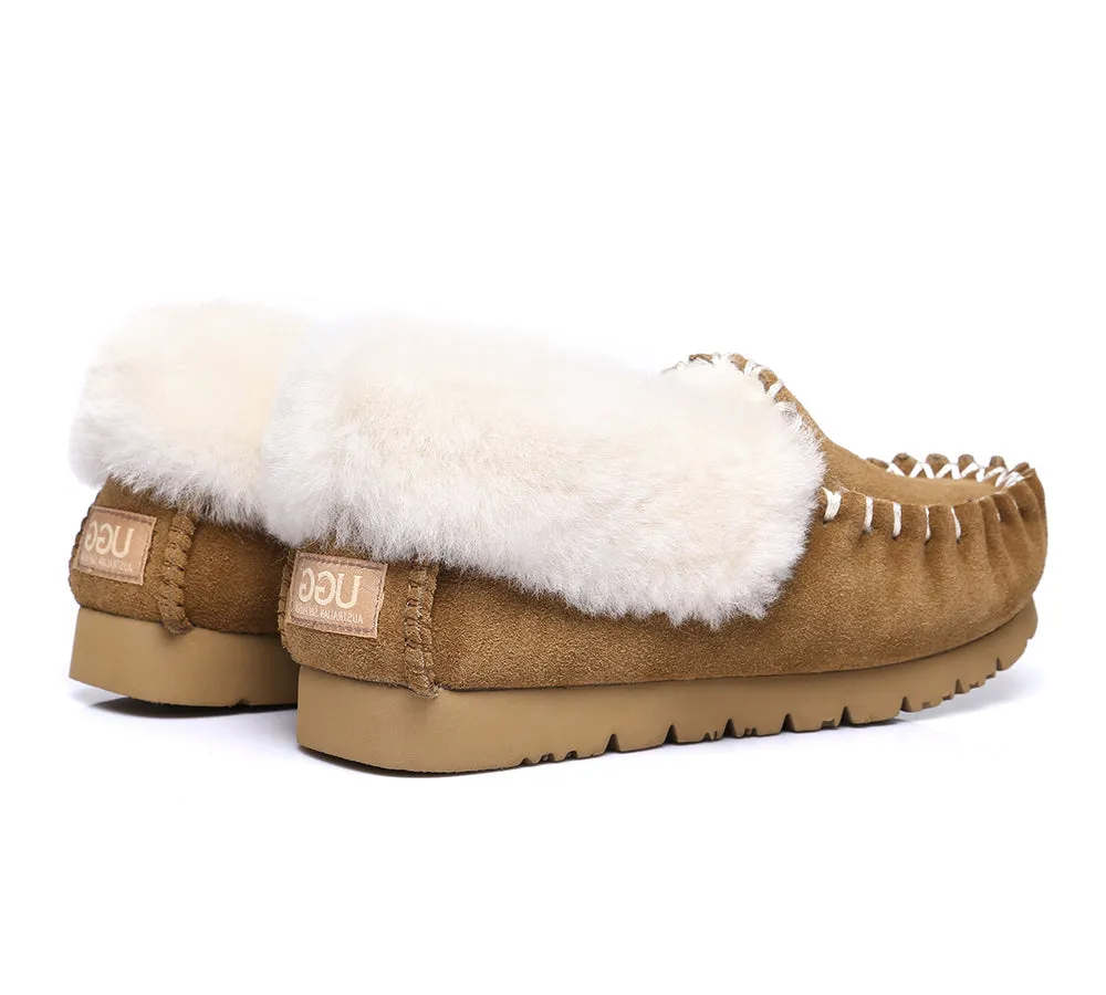 AUSTRALIAN SHEPHERD® UGG Slippers Men Sheepskin Wool Ankle Popo Moccasins Big Size