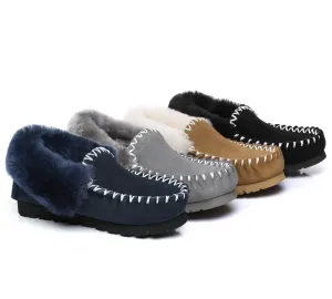 AUSTRALIAN SHEPHERD® UGG Slippers Men Sheepskin Wool Ankle Popo Moccasins Big Size