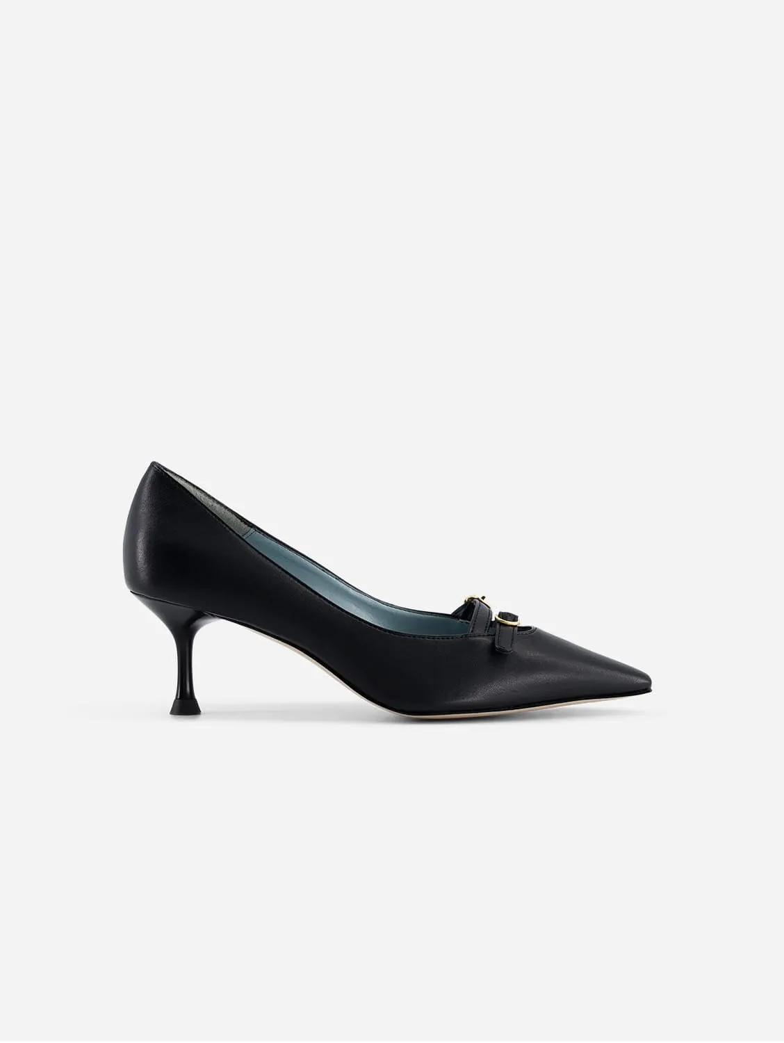 Beryl Apple Leather Small Heel Pumps | Black