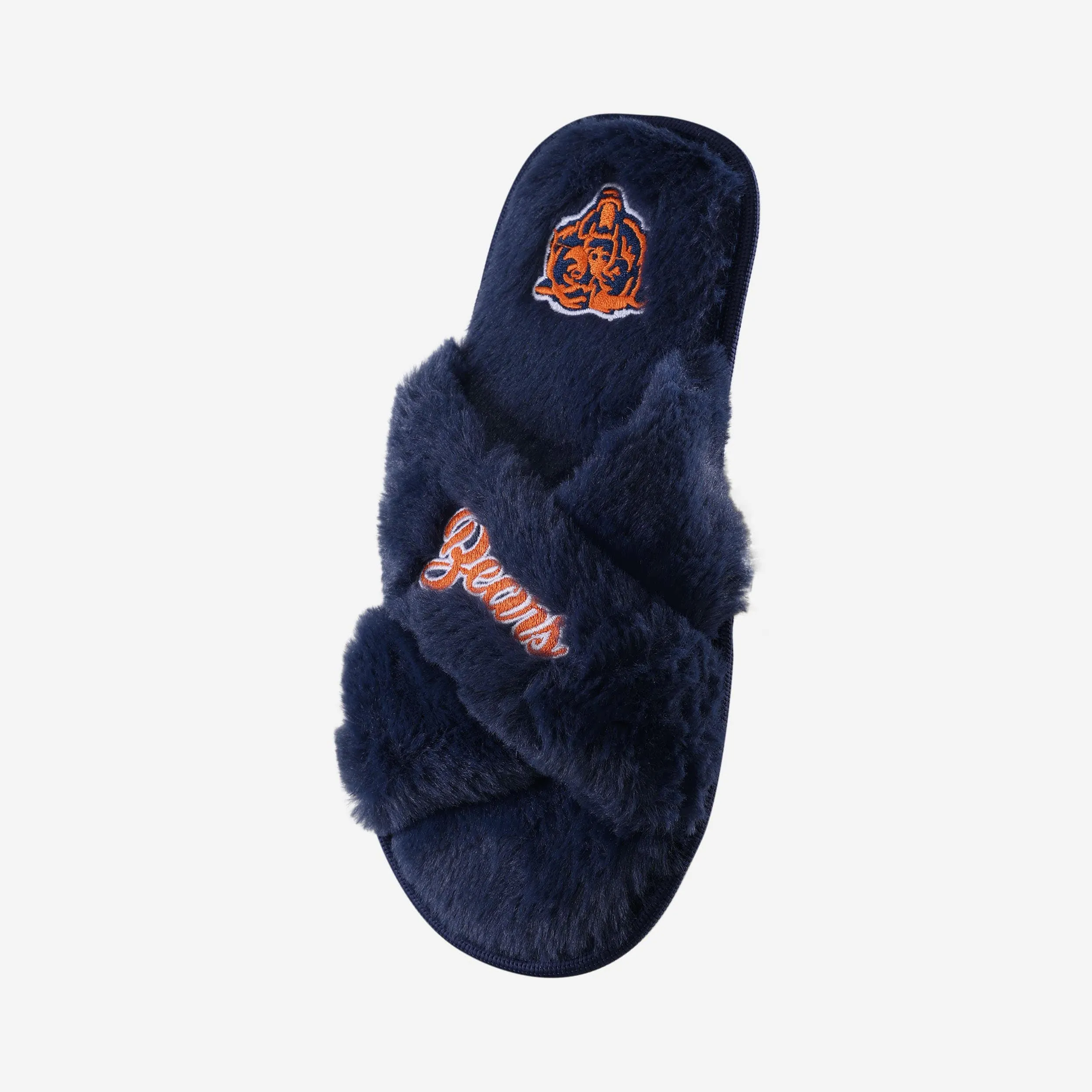 Chicago Bears Womens Script Wordmark Fur Cross Slide