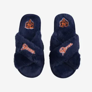 Chicago Bears Womens Script Wordmark Fur Cross Slide