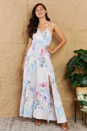 Colorful Floral Print Sleeveless Maxi Dress