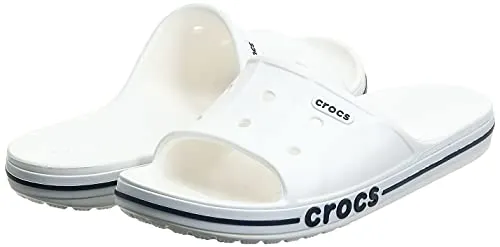 Crocs Unisex Bayaband Slides | Slide Sandals, White/Navy, 4 Men/6 Women