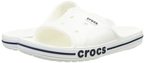 Crocs Unisex Bayaband Slides | Slide Sandals, White/Navy, 4 Men/6 Women