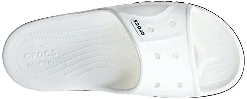 Crocs Unisex Bayaband Slides | Slide Sandals, White/Navy, 4 Men/6 Women