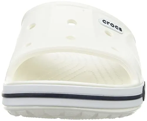 Crocs Unisex Bayaband Slides | Slide Sandals, White/Navy, 4 Men/6 Women