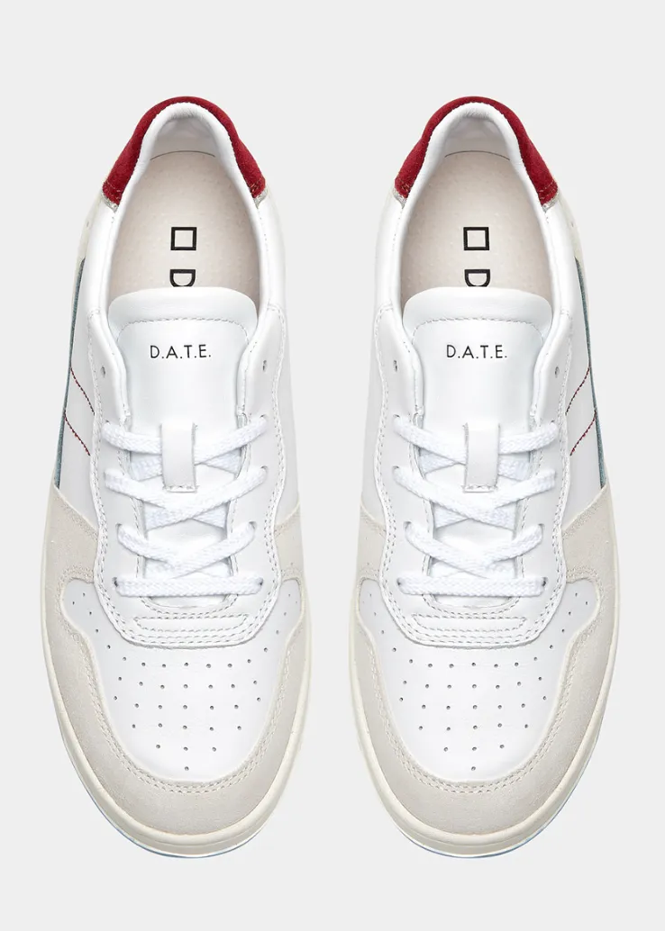 DATE Court 2.0 Vintage Calf White-Bordeaux Trainers