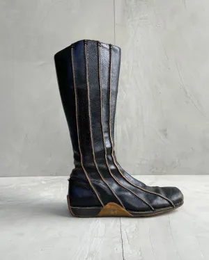 DIESEL 90'S CRACKED LEATHER SQUARE TOE BOOTS - UK 8