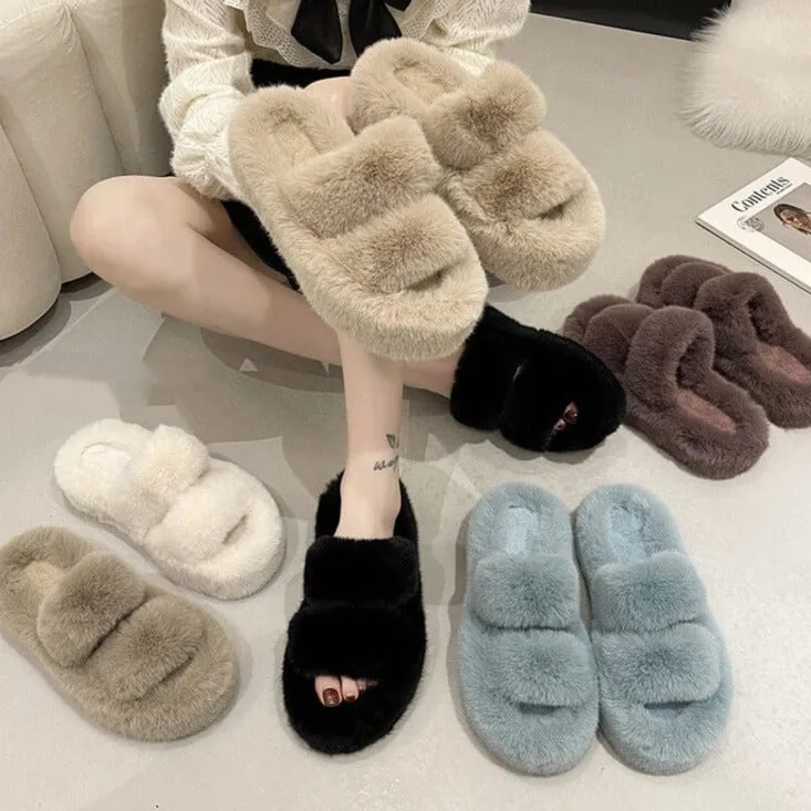 Ella Faux Fur Women's Slides Sandals - Buy 1 Get 1 Free