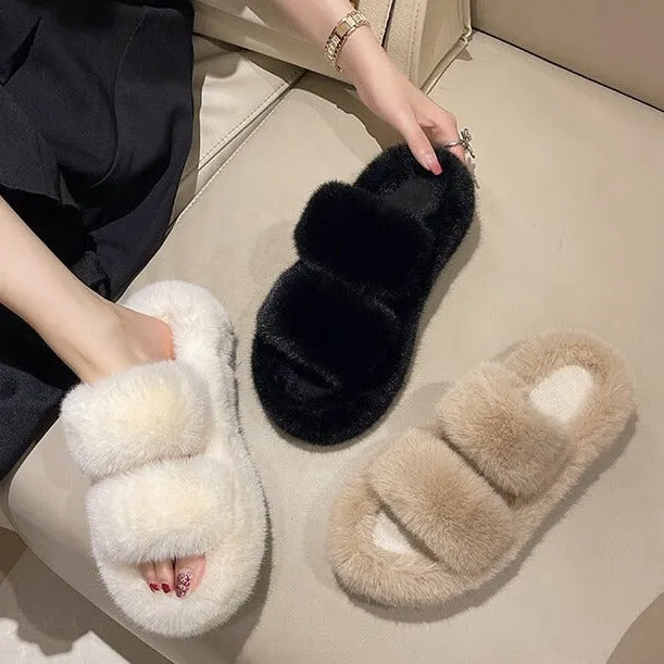 Ella Faux Fur Women's Slides Sandals - Buy 1 Get 1 Free