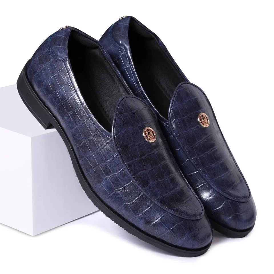 Elliot- Blue Croco Signature Slipons