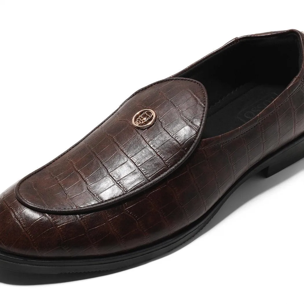 Elliot- Brown Croco Signature Slipons