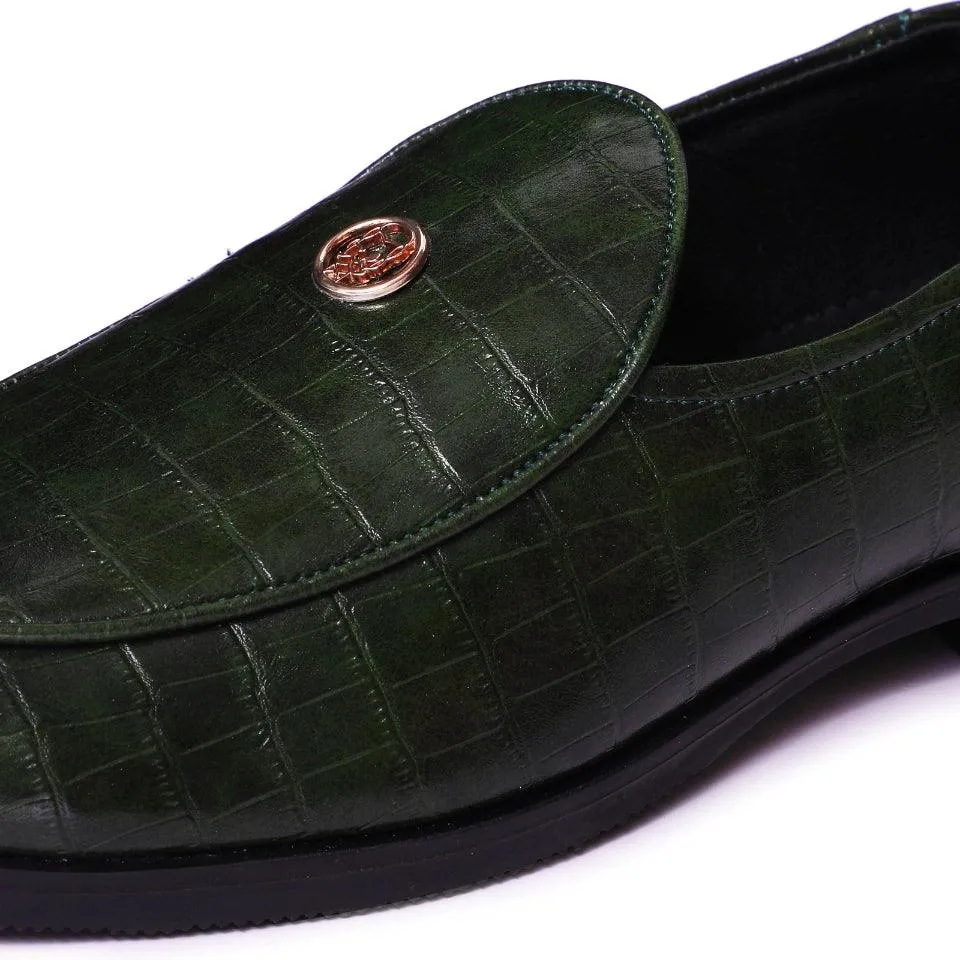 Elliot- Green Croco Signature Slipons