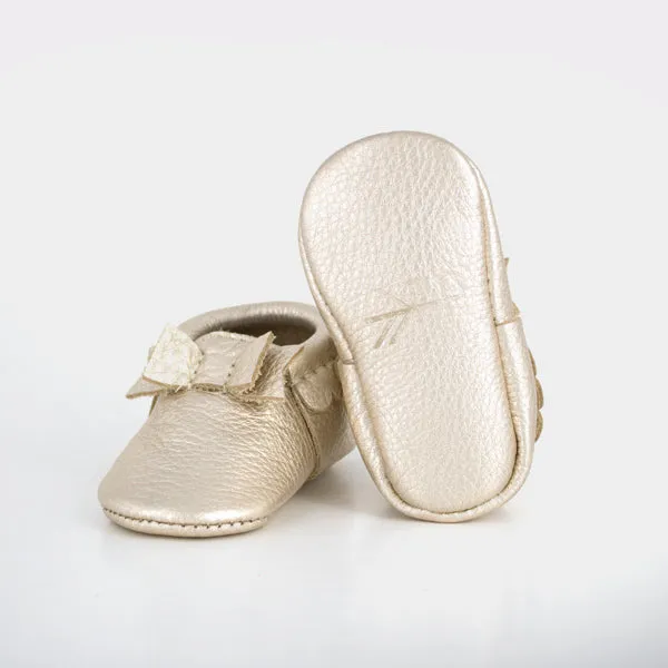 Freshly Picked Platinum Bow Moccasins