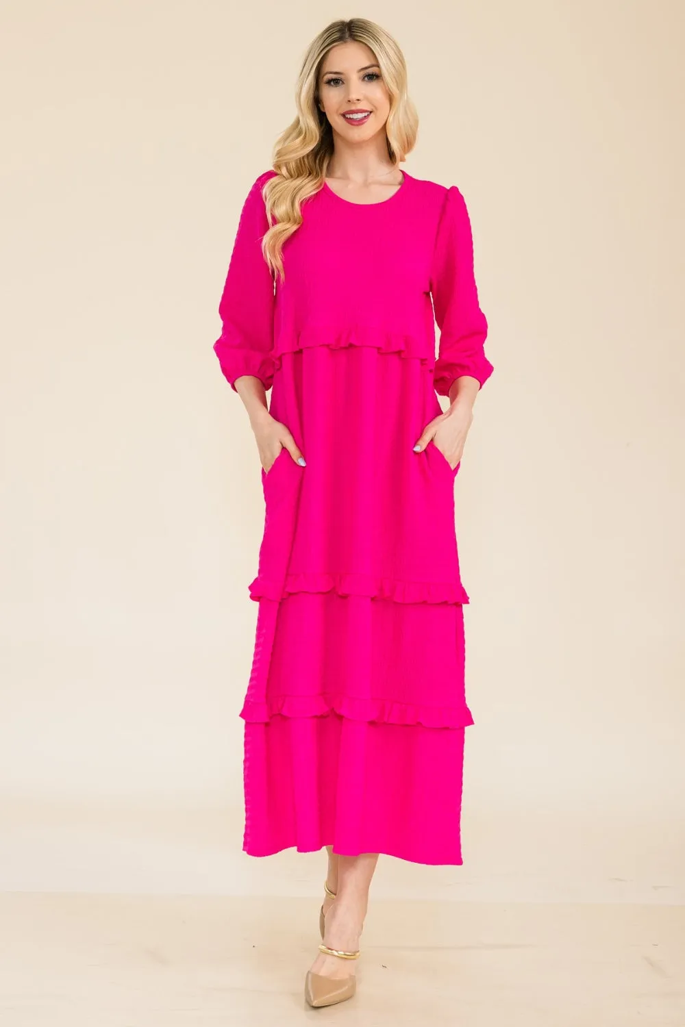 Full Size Tiered-Ruffle Midi Dress