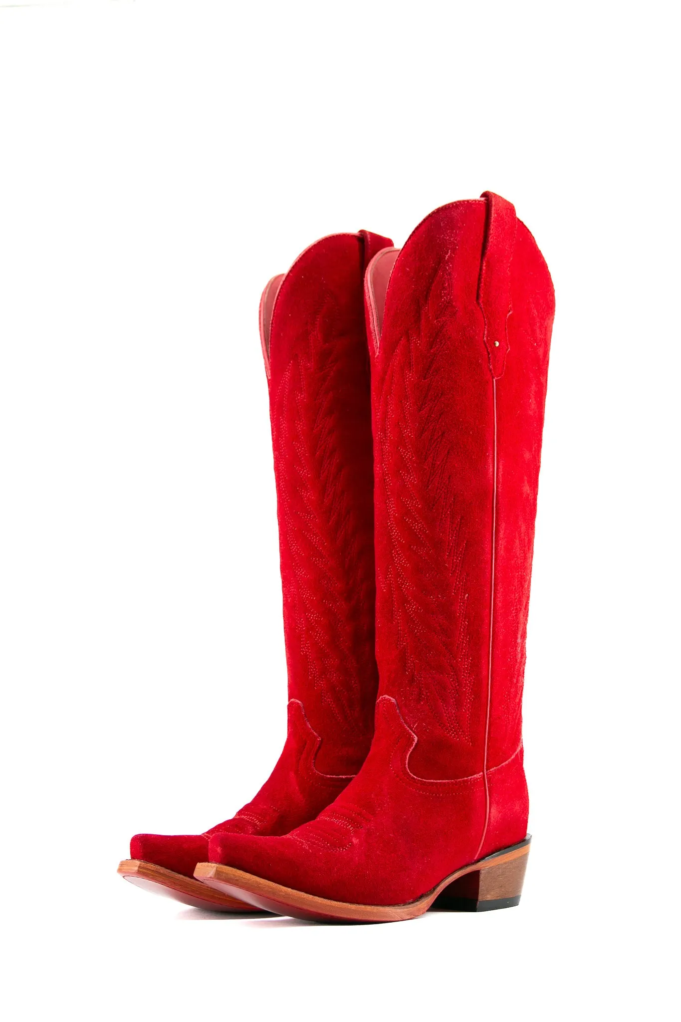 Georgina Suede Tall Red Bottom Snip Toe Cowgirl Boot