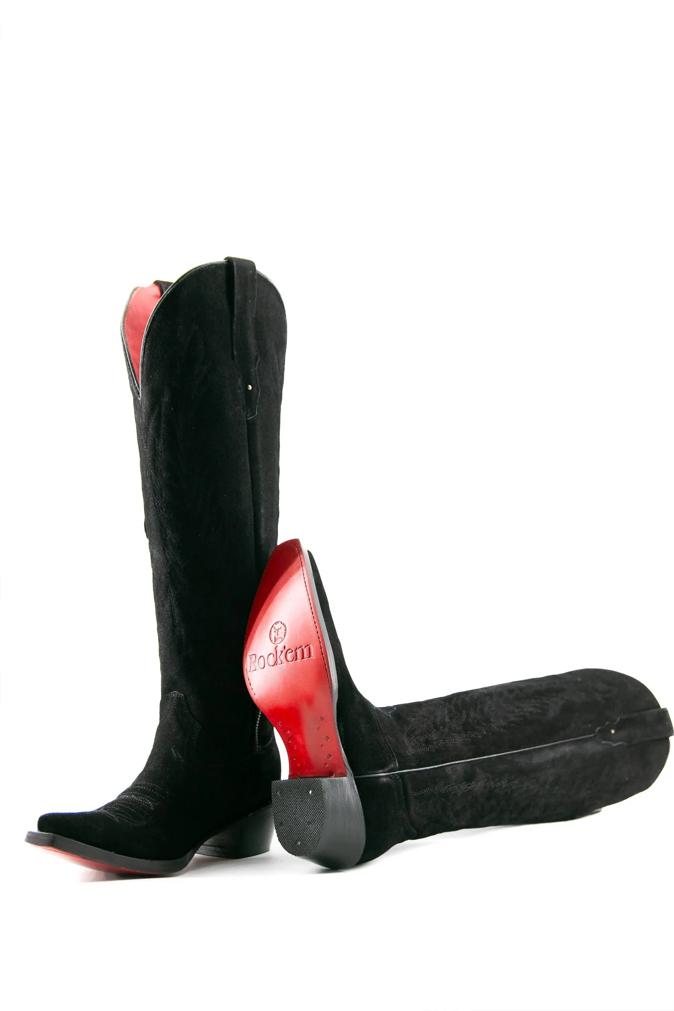 Georgina Suede Tall Red Bottom Snip Toe Cowgirl Boot