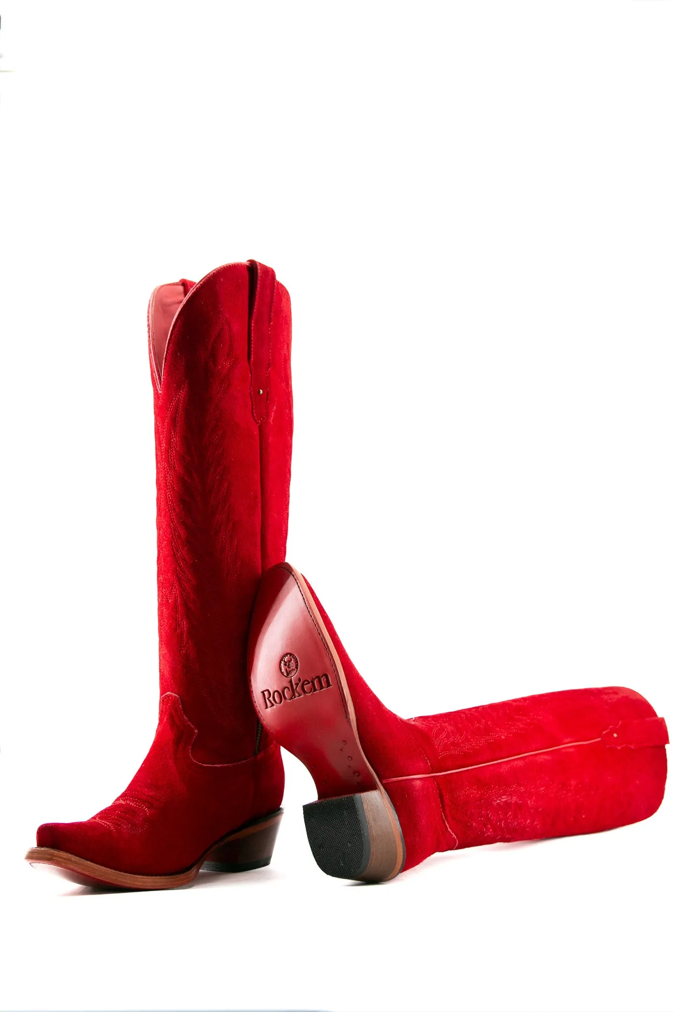 Georgina Suede Tall Red Bottom Snip Toe Cowgirl Boot