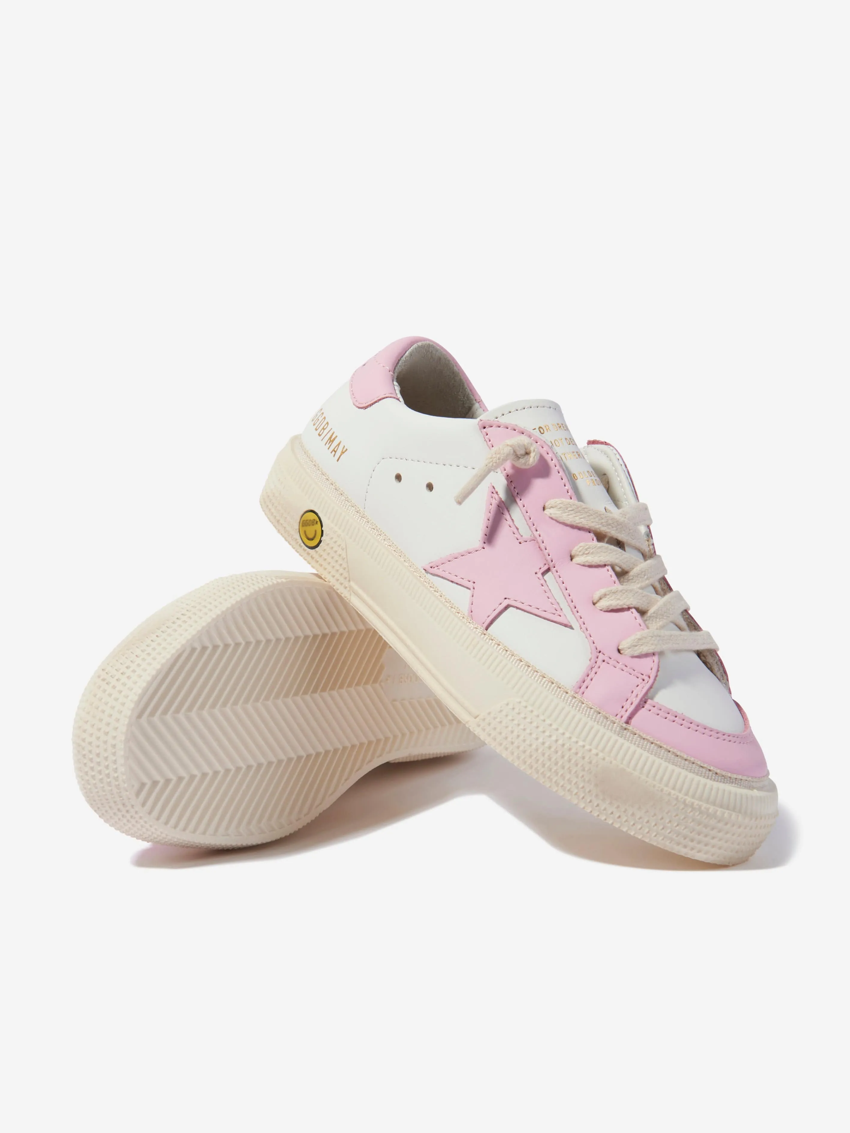 Golden Goose Girls May Leather Trainers in White