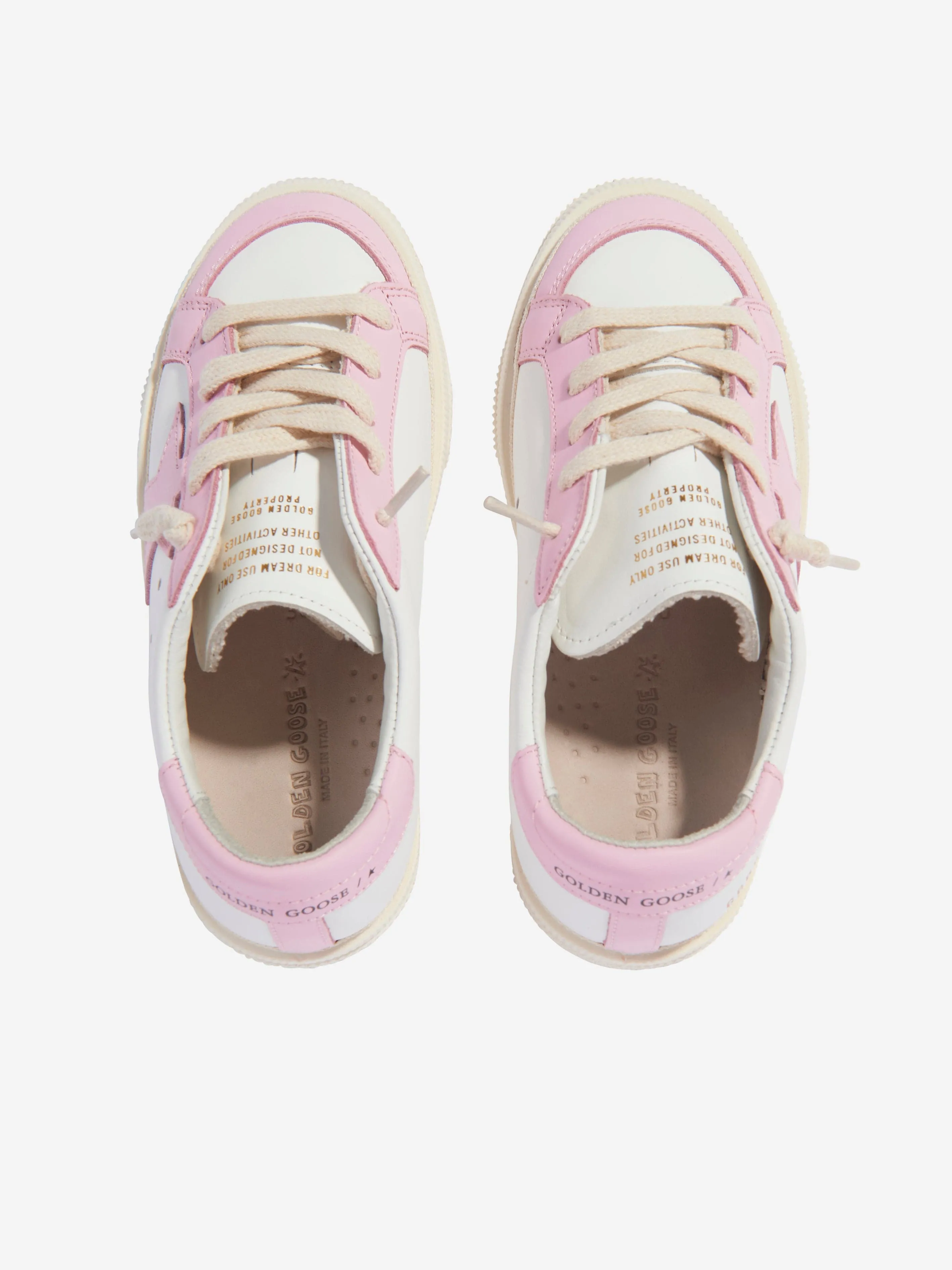 Golden Goose Girls May Leather Trainers in White