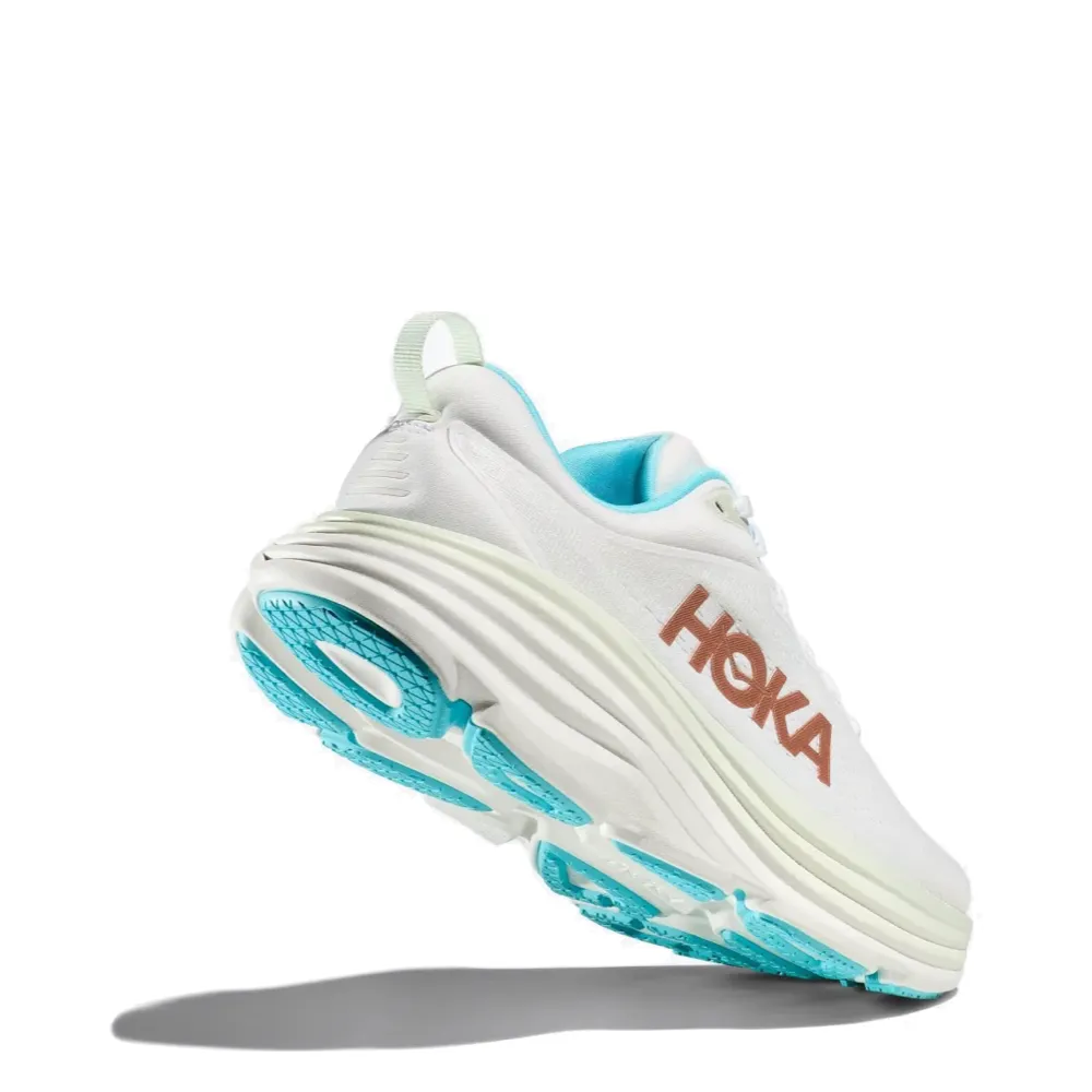 Hoka Women's Bondi 8 Running Sneaker in Frost/Rose Gold