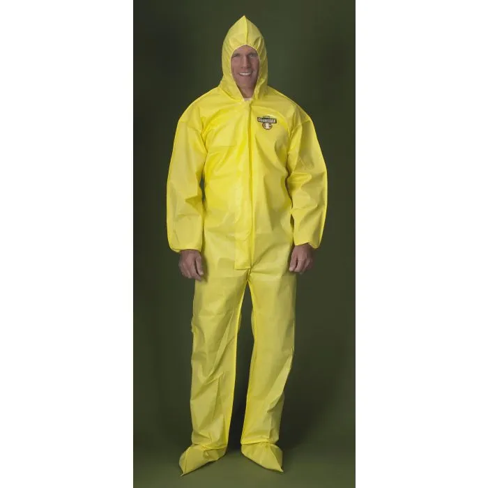 Lakeland Chem Max 1 C1S414Y Coverall Serged Seam Attached Hood & Boots 25/Case