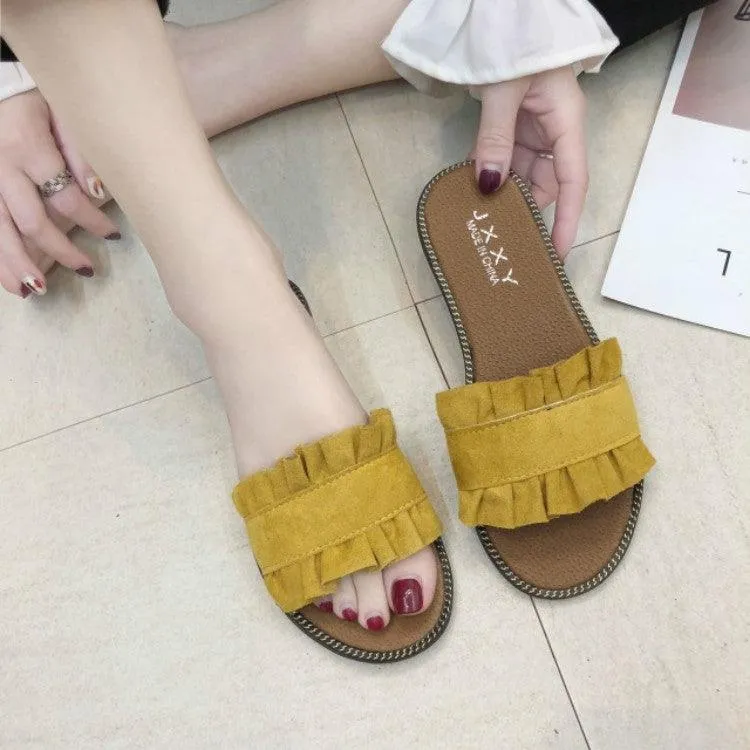 Lotus Leaf-Inspired Beach Flat Sandals with Comfortable Cotton Upper