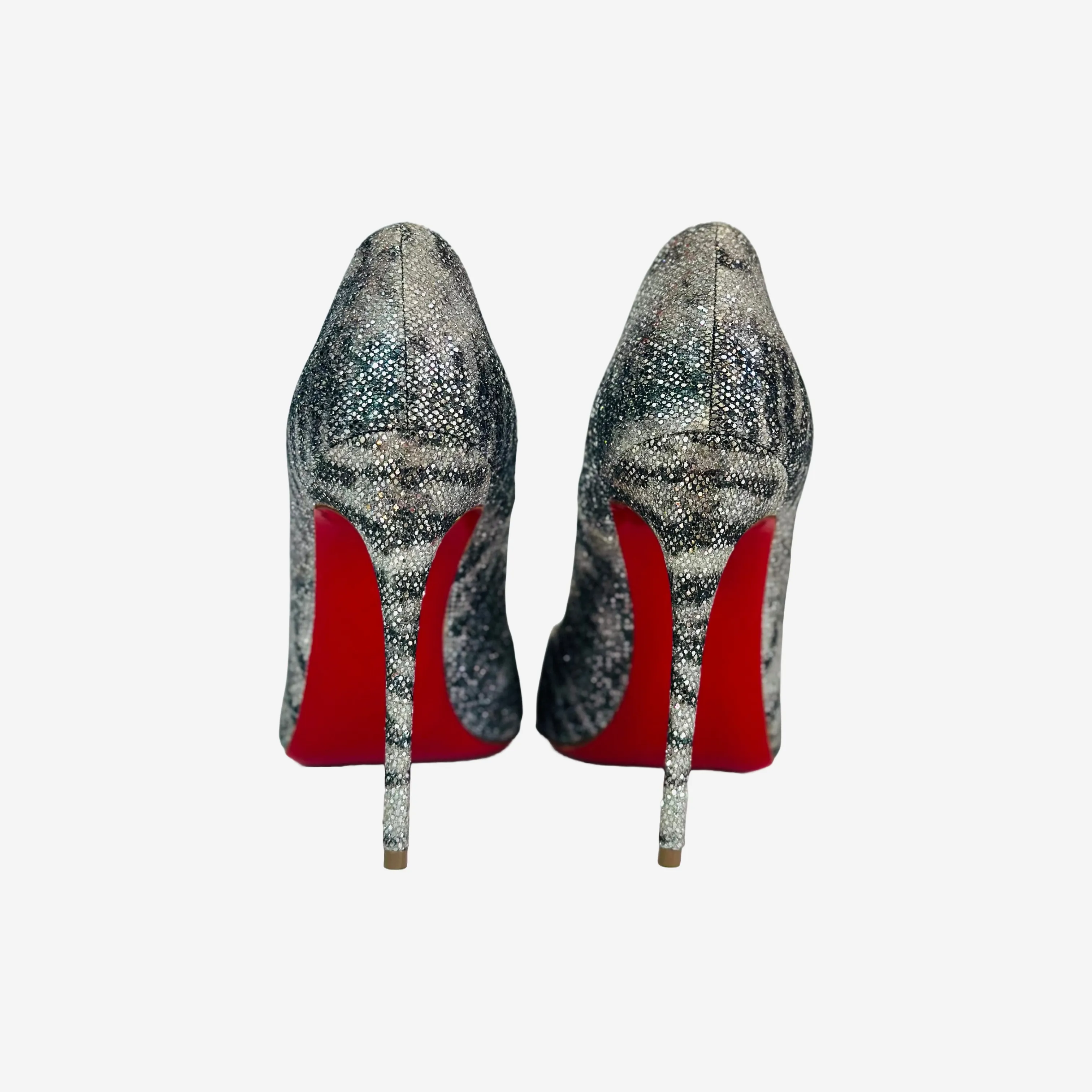 LOUBOUTIN - SIRENE SILVER DÉCOLLETÉ HEELS IN SHADES OF SILVER SIZE 36,5 EU