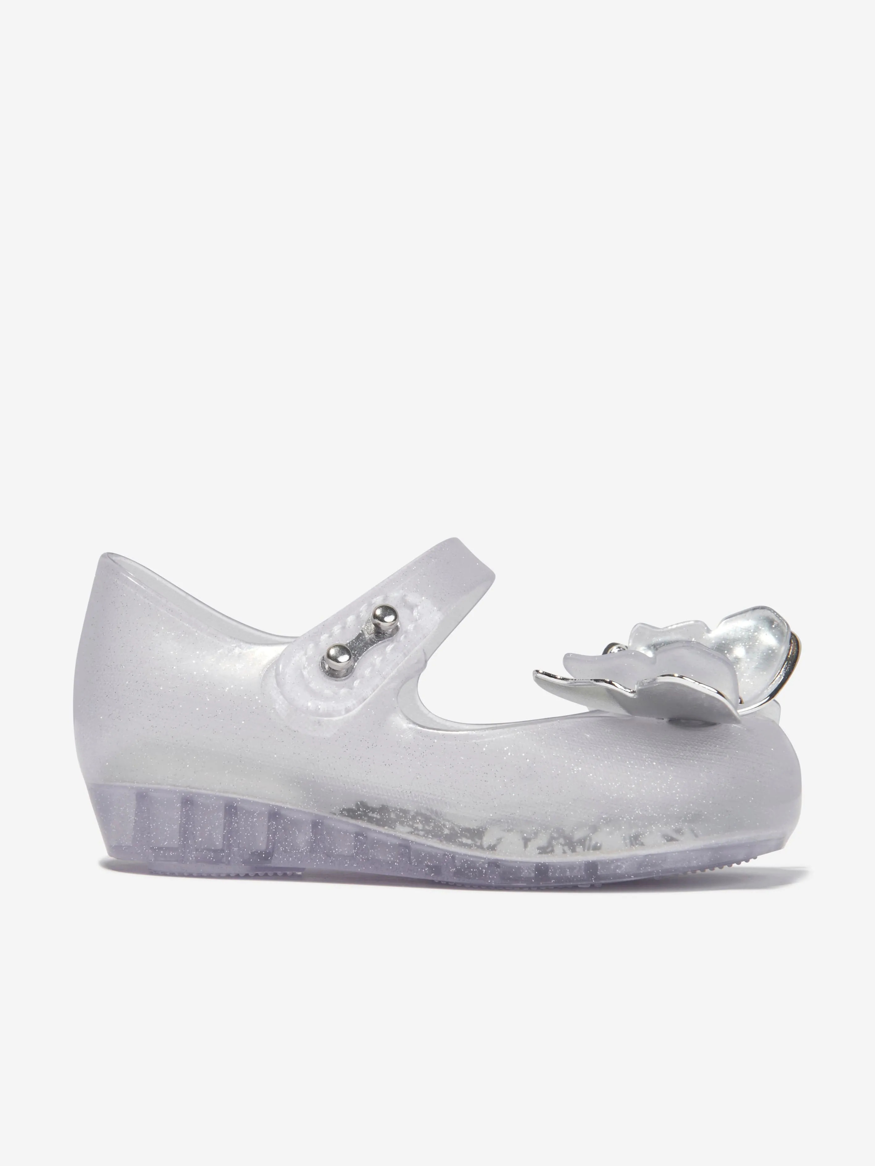 Mini Melissa Girls Mini Ultragirl Butterfly Jelly Ballerinas in White