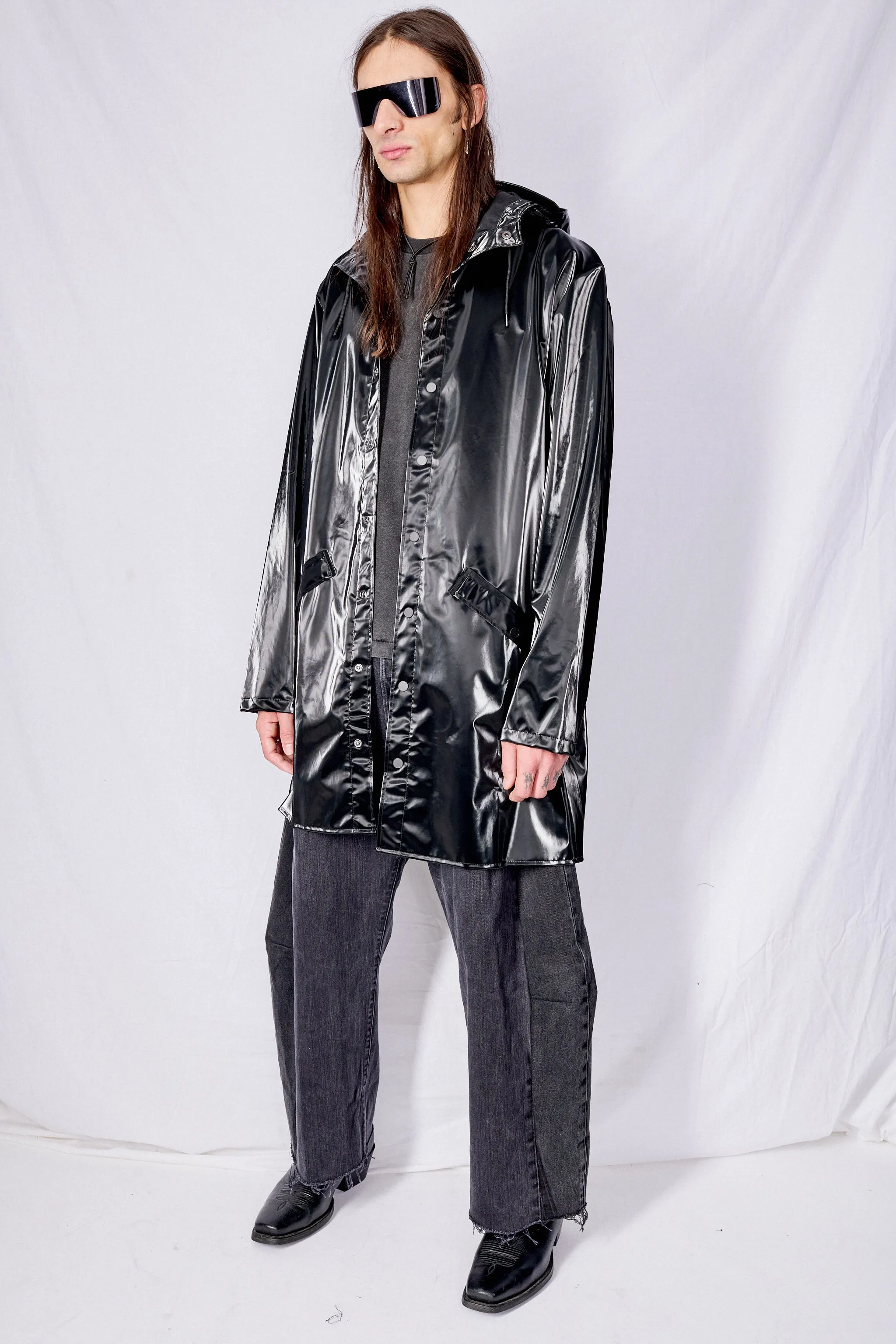 Night Hooded Rain Long Jacket