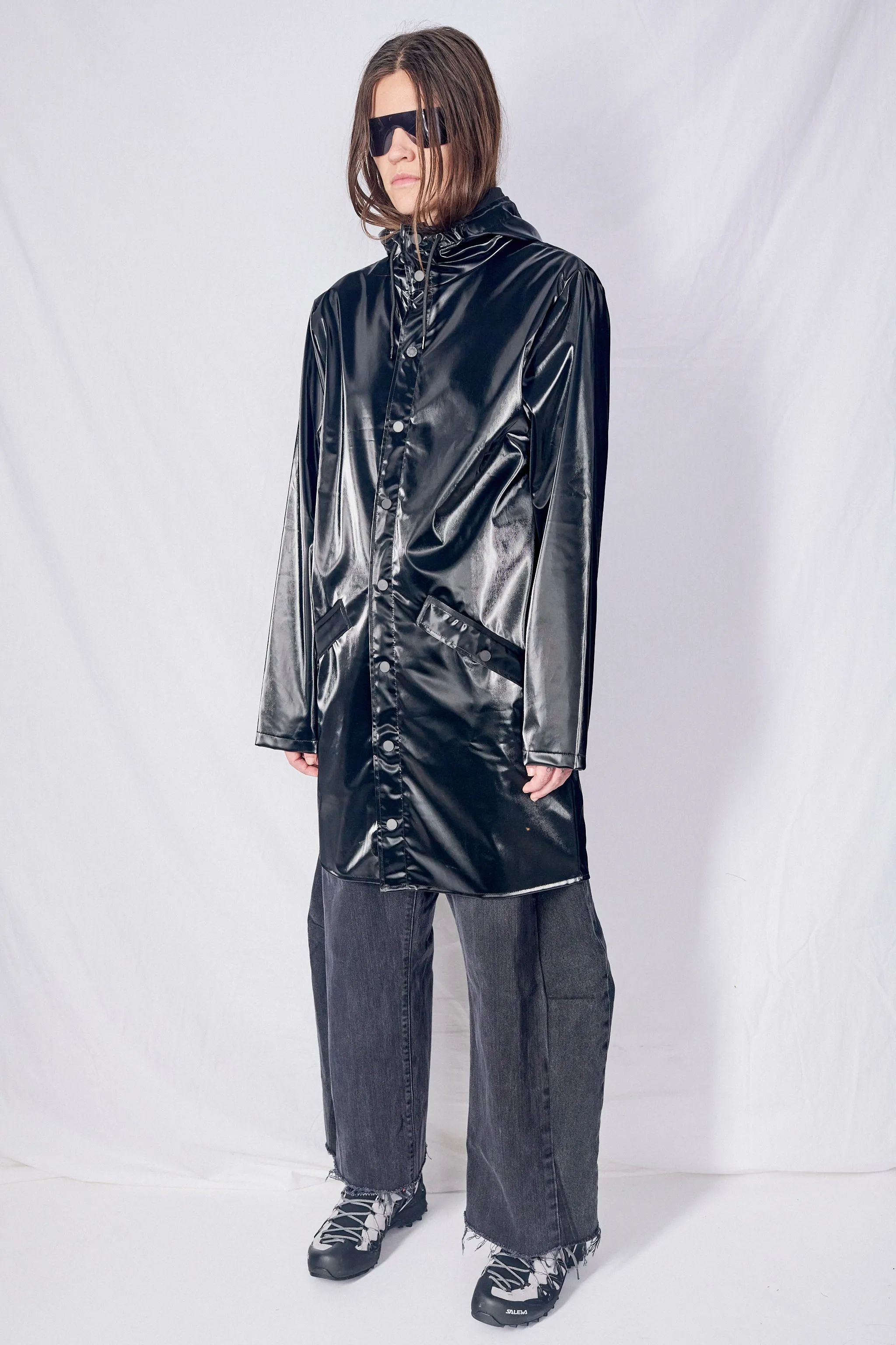 Night Hooded Rain Long Jacket