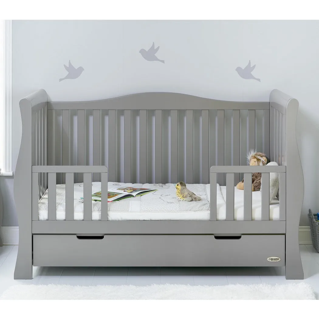 Obaby Stamford Luxe Sleigh Cot Bed with Drawer (Warm Grey)