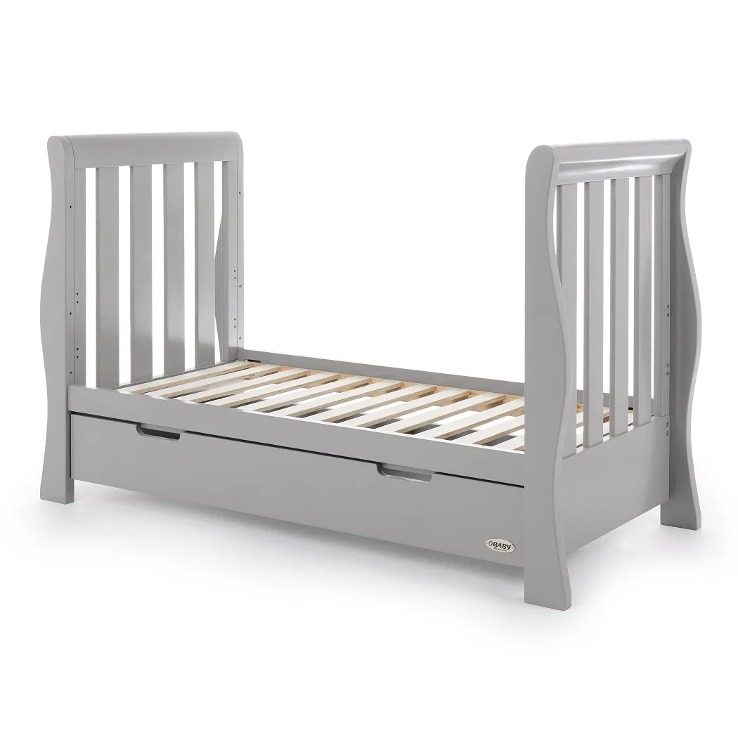 Obaby Stamford Luxe Sleigh Cot Bed with Drawer (Warm Grey)