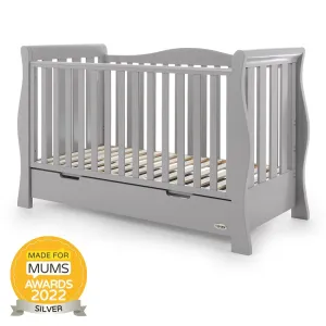 Obaby Stamford Luxe Sleigh Cot Bed with Drawer (Warm Grey)