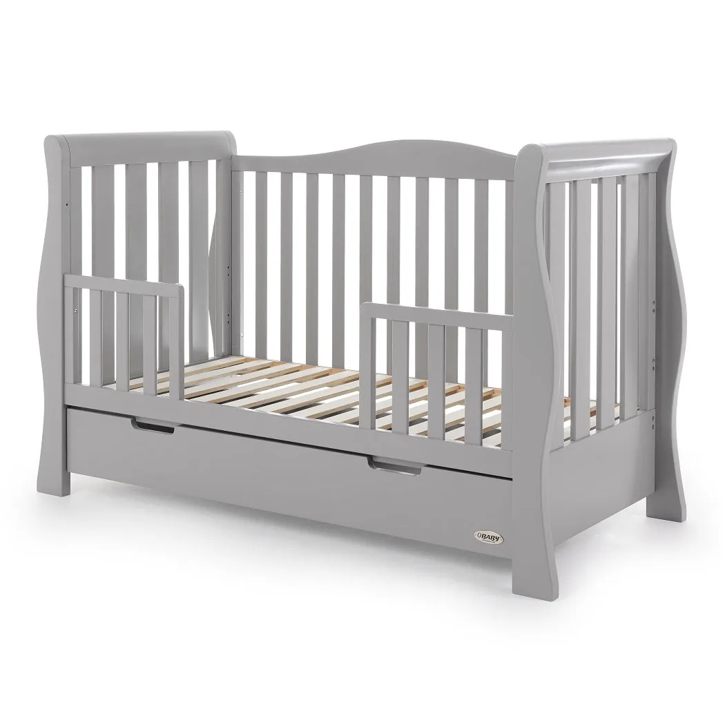 Obaby Stamford Luxe Sleigh Cot Bed with Drawer (Warm Grey)