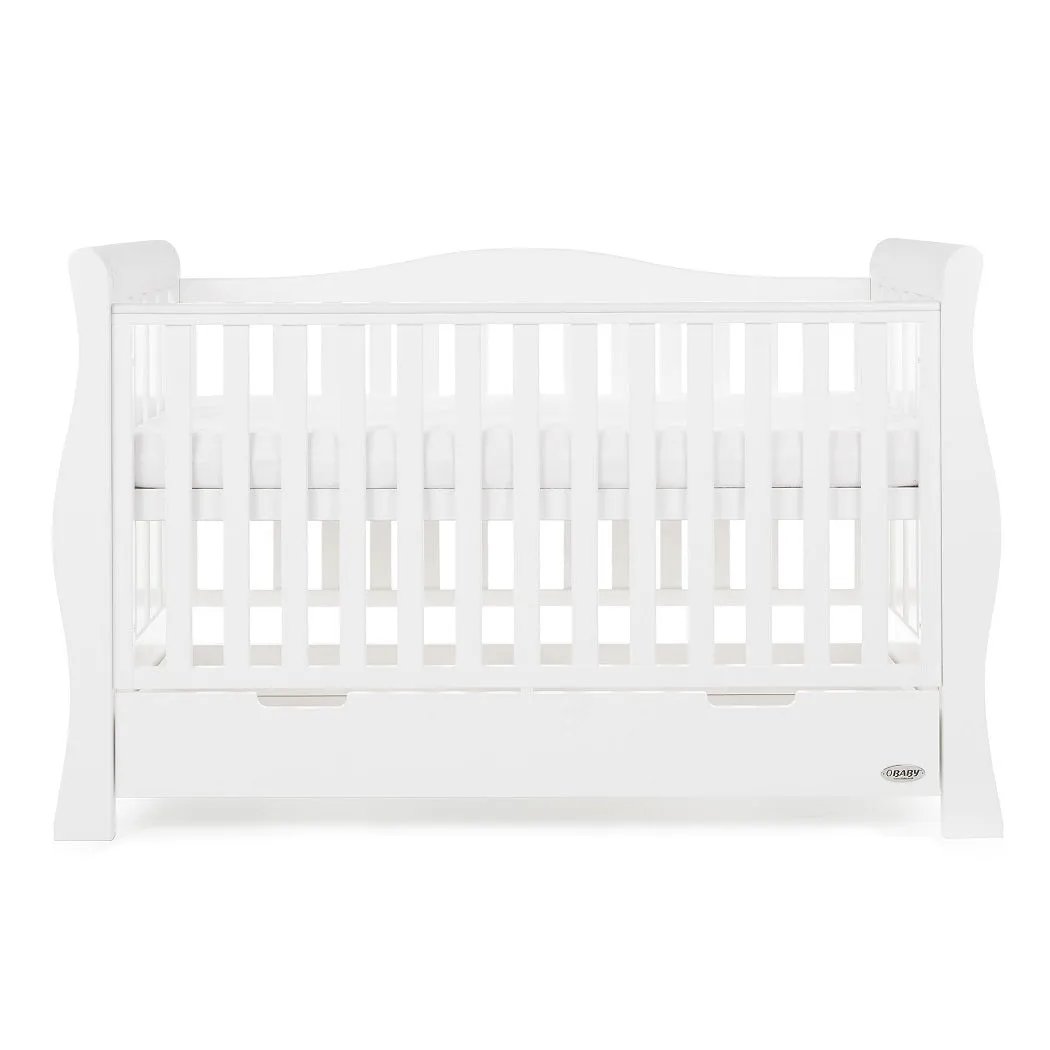 Obaby Stamford Luxe Sleigh Cot Bed with Drawer (White)