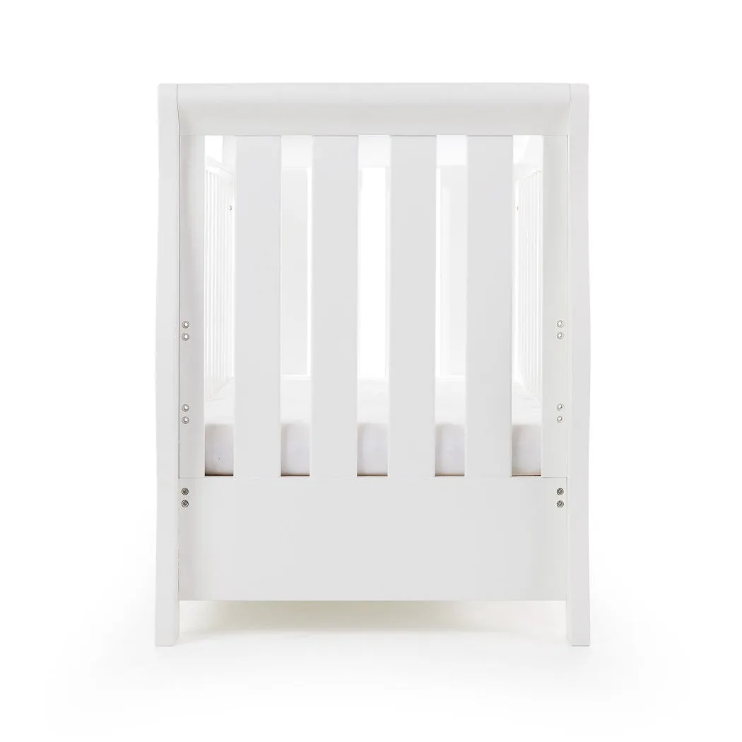 Obaby Stamford Luxe Sleigh Cot Bed with Drawer (White)